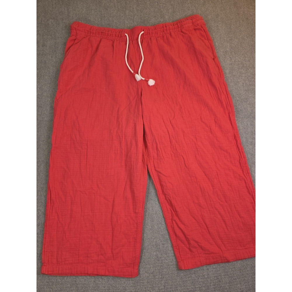 Old Navy High Waist Cotton Crinkle Lightweight Coral Red Womens Plus Sz XXL Pant